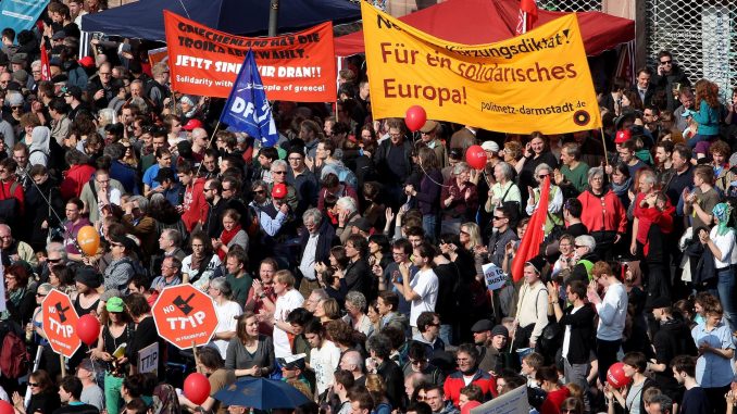 Thousands march in EU capital against austerity measures